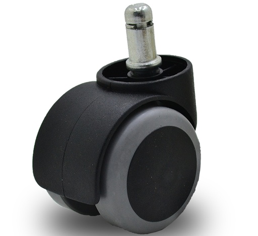 [HF.56/8] RUEDA NYLON DOBLE GIRAT. GRIS 48mm LISO