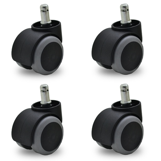 [ML.476] RUEDA NYLON DOBLE GIRAT. GRIS 48mm LISO PACK X 4u.