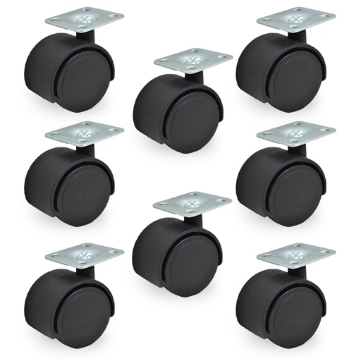 [ML.470] RUEDA NYLON DOBLE NEGRA 40mm  BASE 13 PACK X 8u.