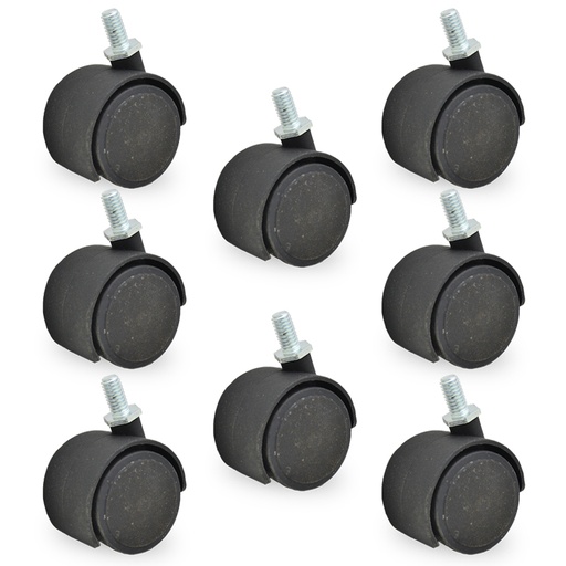 [ML.471] RUEDA NYLON DOBLE NEGRA 40mm 5/19" 13 PACK X 8u.