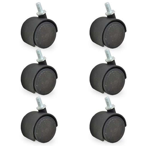 [ML.474] RUEDA NYLON DOBLE NEGRA 50mm 3/8" PACK X 6u.