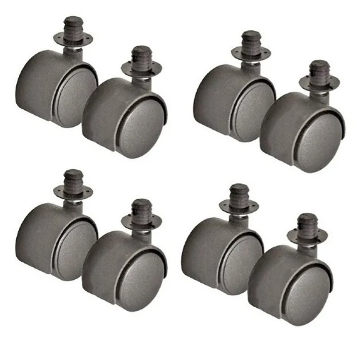 [EH.001] RUEDA NYLON NEGRA Ø50 C/TARUGO PLÁSTICO Ø12  SIN FRENO