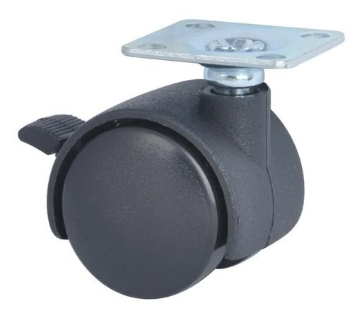 [EH.EHR150CBCF] RUEDA NYLON NEGRA Ø50 CON CHAPA CON FRENO