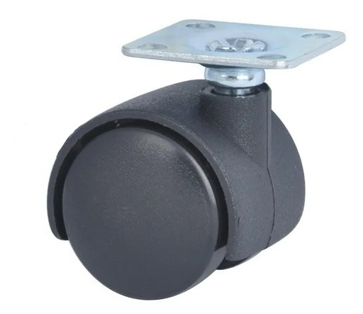 [EH.EHR150CBSF] RUEDA NYLON NEGRA Ø50 CON CHAPA O PERNO SIN FRENO