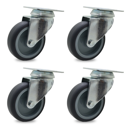 [ML.456] RUEDA PVC GRIS GIRAT. 100mm PACK X 4u.