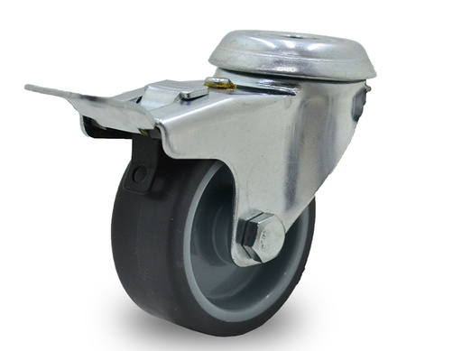 [HF.434] RUEDA PVC GRIS GIRAT. 50mm PAS C/FRENO