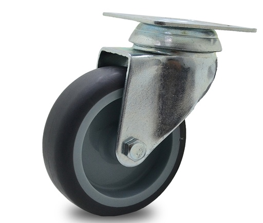 [HF.421] RUEDA PVC GRIS GIRAT. 75mm