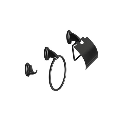 [BR.WC-503-N] SET BAÑO 3 PIEZAS BASE REDONDA NEGRO