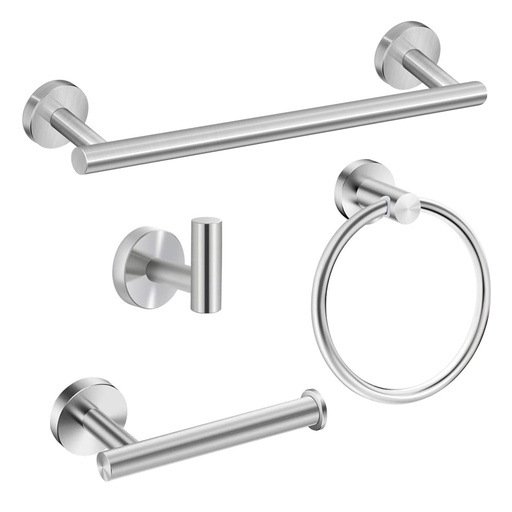 [ML.769] SET KIT ACCESORIOS PARA BAÑO 4 PIEZAS ACERO INOX (CAT)