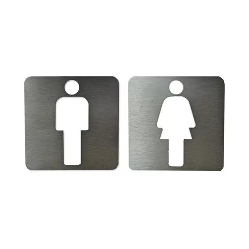 [ML.626] SEÑAL HOMBRE + SEÑAL MUJER 90X90MM ACERO INOXIDABLE