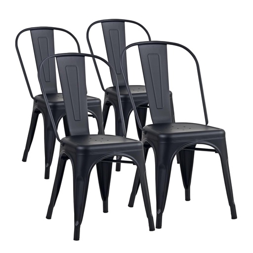 [ML.753] SILLA METALICA COLOR NEGRO TOLIX COMBO X 4u.