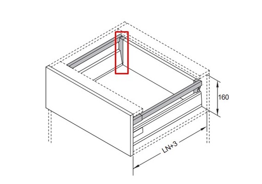 [EH.EHLDTB135] SOPORTE TRASERO PARA CORREDERAS OCULTAS 135mm BLANCO xPar