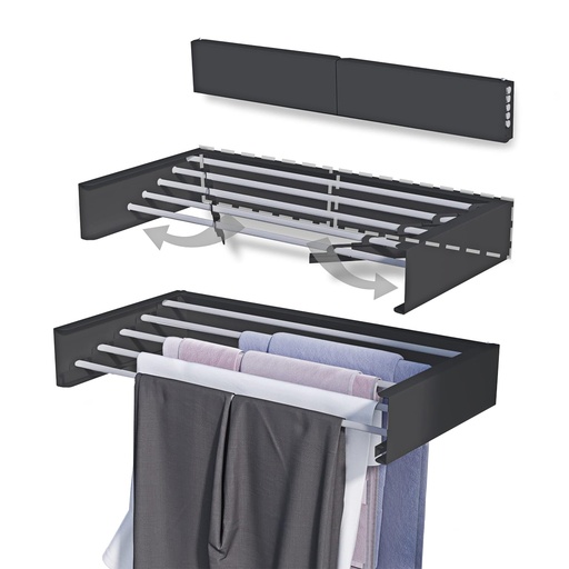 [DK.B010] TENDER NEGRO PLEG. PARED CHAPA/ALUMINIO 80x10.5x40cm