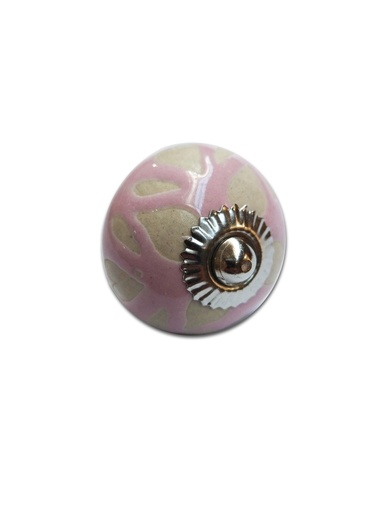 [BR.TIR-1038] TIRADOR CERAMICO VINTAGE REDONDO BEIGE/ROSADO  x1u.