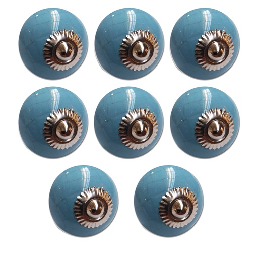 [ML.500] TIRADOR CERAMICO VINTAGE REDONDO CELESTE PACK X 8u.