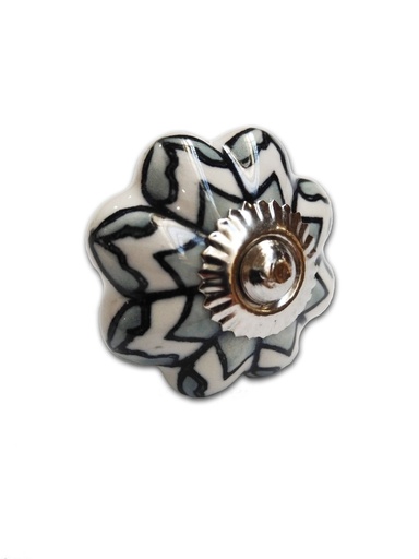 [BR.TIR-1009] TIRADOR CERAMICO VINTAGE TIPO FLOR  BLANCO C/FLORES x1u.