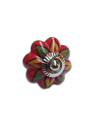 [BR.TIR-1060] TIRADOR CERAMICO VINTAGE TIPO FLOR  C/FLORES DE COLORES x1u.