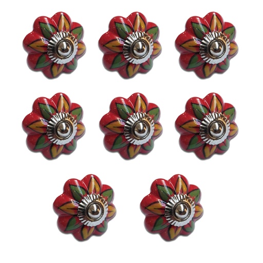 [ML.496] TIRADOR CERAMICO VINTAGE TIPO FLOR  C/FLORES PACK X 8u.