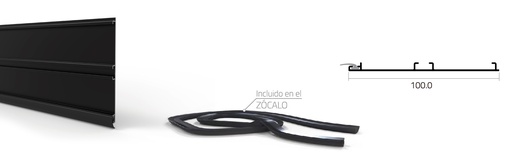 [GE.Z10N] ZOCALO DE ALUMINIO NEGRO Z10N 100 mm